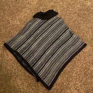 White House Black Market sweater poncho; black and silver / sparkly- smoke free